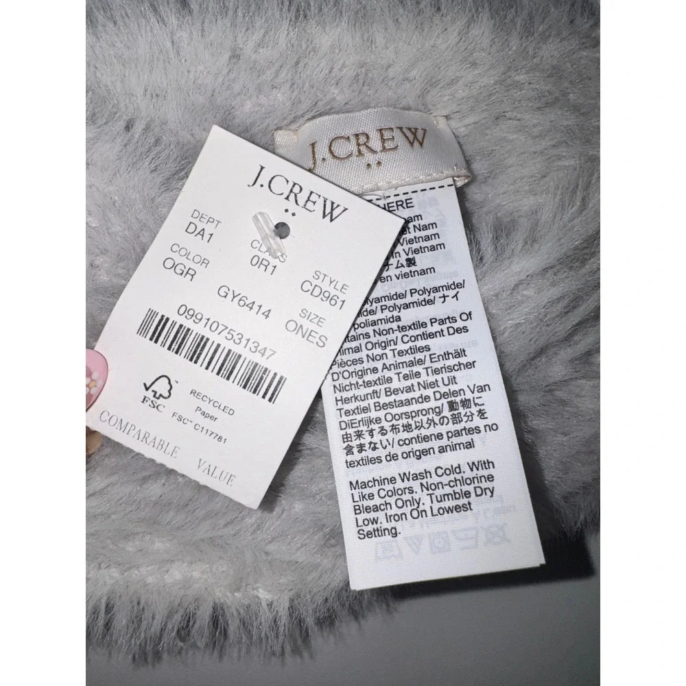 J.Crew Faux Fur Headband Women Grey Twisted Shaggy Ear Warmer CD961 One Size NEW